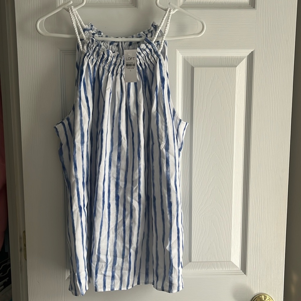 Loft brand new with tags blue and white striped top.